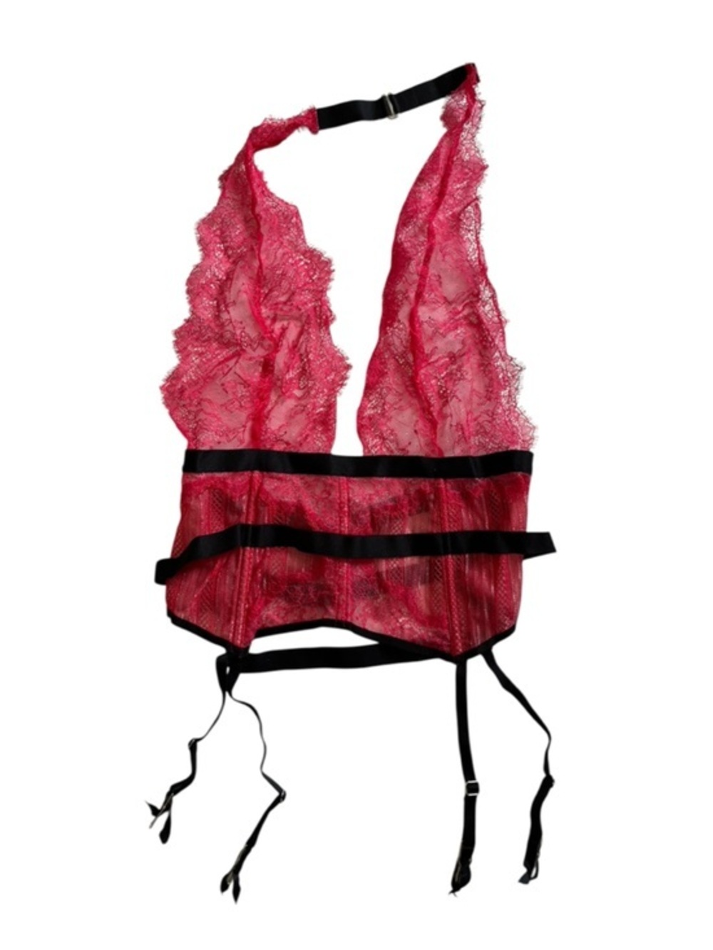 Victoria's Secret Red Lace lingerie with garter clips